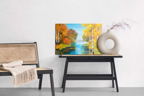 Obraz Na Płótnie Brzozowy Las W Pobliżu Rzeki Canvas Naturalny 120x80 LB-1174-NC120-80