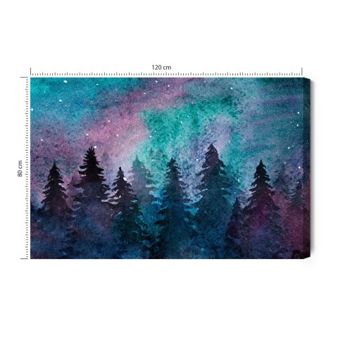 Obraz Na Płótnie Akwarelowy Nocny Pejzaż Leśny Canvas 120x80 LB-1216-C120-80