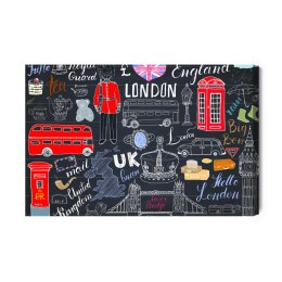 Obraz Na Płótnie Popularne Symbole Londynu Canvas 120x80 LB-1291-C120-80