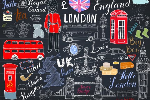 Obraz Na Płótnie Popularne Symbole Londynu Canvas Naturalny 120x80 LB-1291-NC120-80