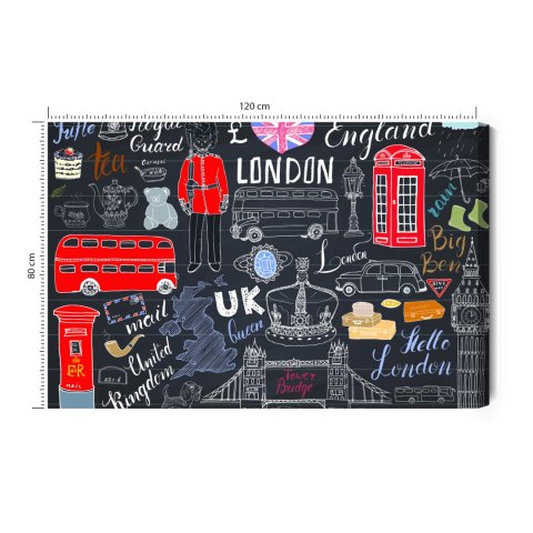 Obraz Na Płótnie Popularne Symbole Londynu Canvas Naturalny 120x80 LB-1291-NC120-80