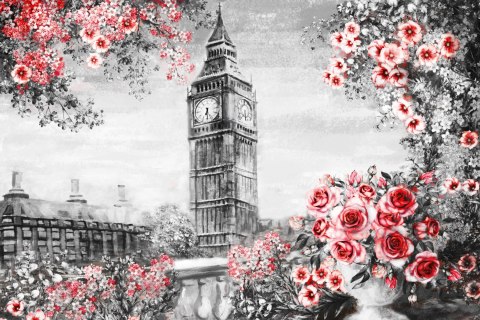 Obraz Na Płótnie Widok Z Balkonu Na Big Bena Canvas Naturalny 100x70 LB-1296-NC100-70