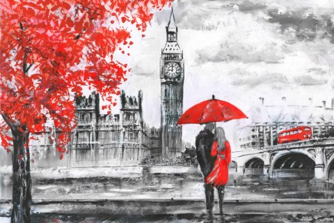 Obraz Na Płótnie Zakochani Podziwiający Londyn Canvas 120x80 LB-1293-C120-80