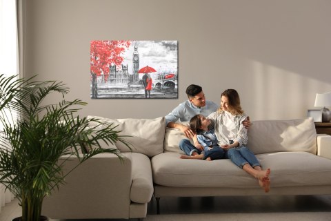 Obraz Na Płótnie Zakochani Podziwiający Londyn Canvas Naturalny 100x70 LB-1293-NC100-70