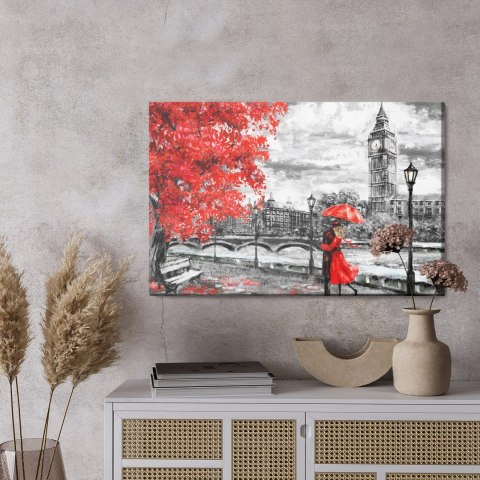 Obraz Na Płótnie Zakochani Podziwiający Londyńską Panoramę Canvas Naturalny 100x70 LB-1297-NC100-70