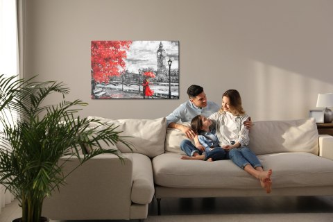 Obraz Na Płótnie Zakochani Podziwiający Londyńską Panoramę Canvas Naturalny 100x70 LB-1297-NC100-70
