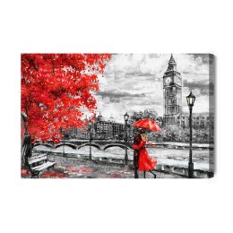 Obraz Na Płótnie Zakochani Podziwiający Londyńską Panoramę Canvas Naturalny 120x80 LB-1297-NC120-80