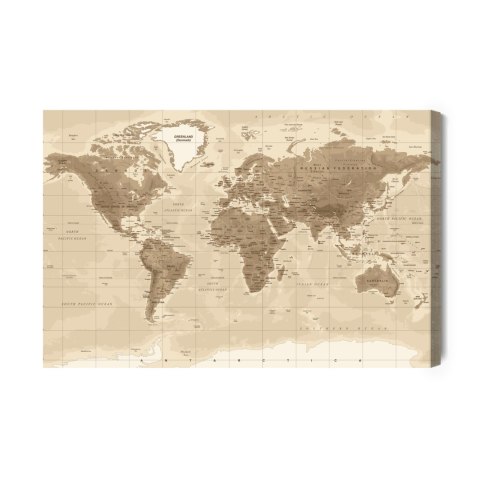 Obraz Na Płótnie Fizyczna Mapa Świata Canvas Naturalny 120x80 LB-167-NC120-80