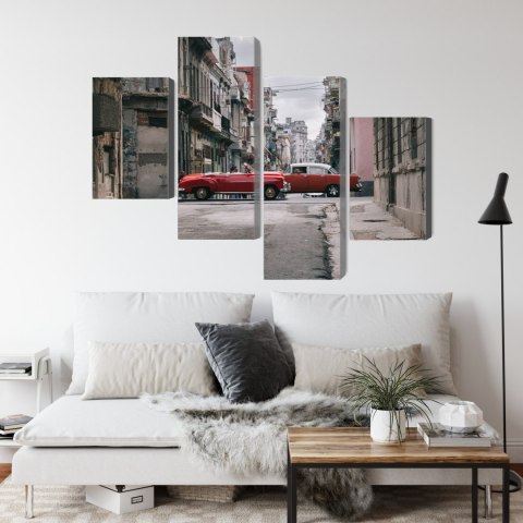 Obraz Wieloczęściowy Auta W Stylu Retro Na Kubie Canvas 120x75 LBS-2388-C120-75_2X30-75_2X30-45