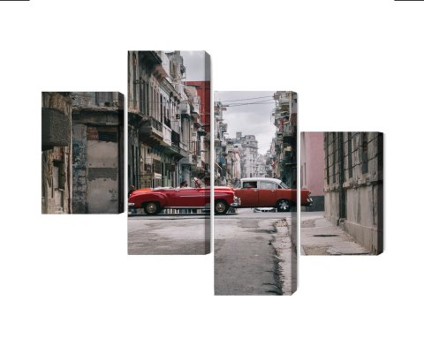 Obraz Wieloczęściowy Auta W Stylu Retro Na Kubie Canvas 240x150 LBS-2388-C240-150_2X60-150_2X60-90