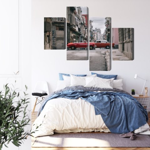 Obraz Wieloczęściowy Auta W Stylu Retro Na Kubie Canvas 240x150 LBS-2388-C240-150_2X60-150_2X60-90