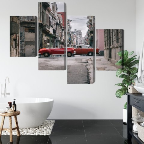 Obraz Wieloczęściowy Auta W Stylu Retro Na Kubie Canvas Naturalny 120x75 LBS-2388-NC120-75_2X30-75_2X30-45