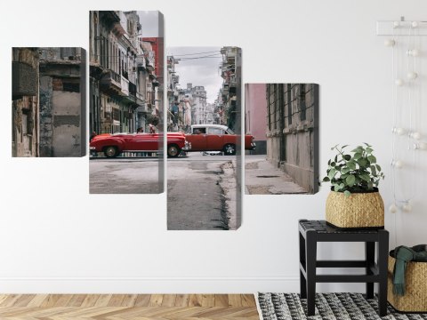 Obraz Wieloczęściowy Auta W Stylu Retro Na Kubie Canvas Naturalny 80x50 LBS-2388-NC80-50_2X20-50_2X20-30