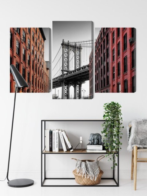 Obraz Wieloczęściowy Manhattan Bridge Widok Z Washington Street Canvas 150x100 LBS-2225-C150-100_1X50-100_2X50-75