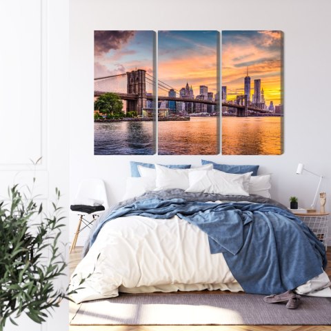 Obraz Wieloczęściowy Krajobraz Panoramiczny New York City Canvas 120x80 LBS-2044-C120-80_3X40-80