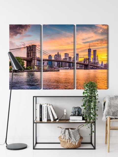 Obraz Wieloczęściowy Krajobraz Panoramiczny New York City Canvas 120x80 LBS-2044-C120-80_3X40-80