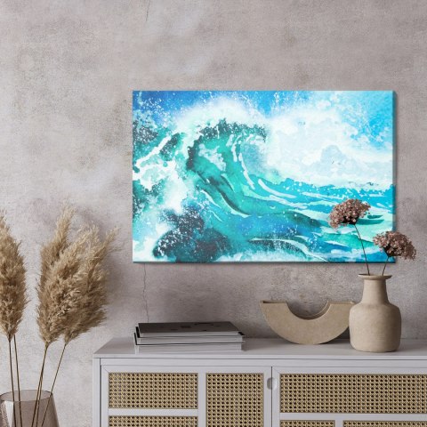 Obraz Na Płótnie Akwarelowe Morze I Fala Canvas 120x80 LB-531-C120-80