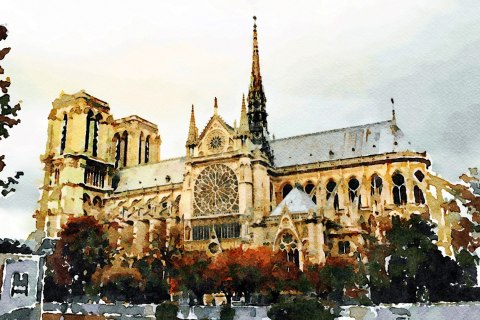 Obraz Na Płótnie Katedra Notre Dame Jak Malowana Canvas 120x80 LB-1132-C120-80