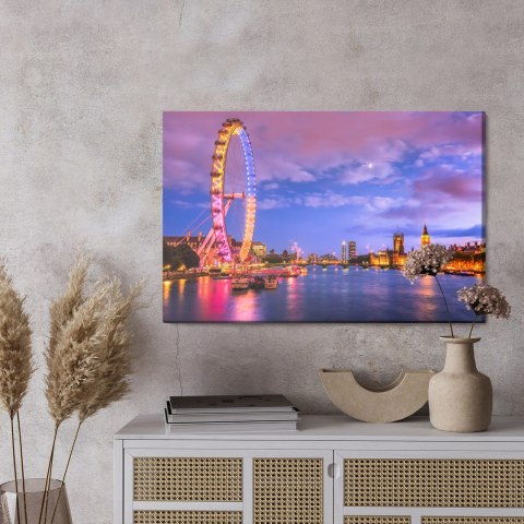 Obraz Na Płótnie London Eye O Wieczornej Porze Canvas Naturalny 120x80 LB-1287-NC120-80