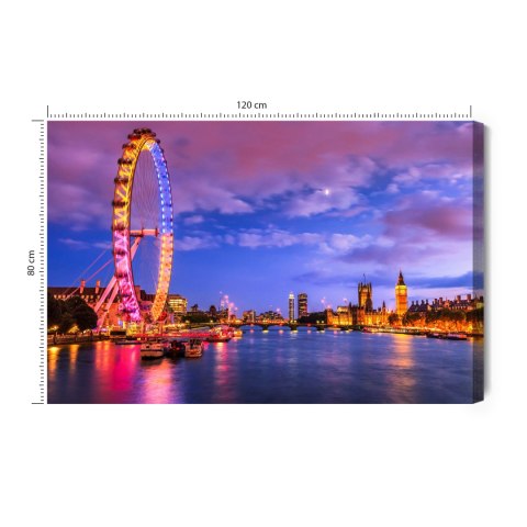 Obraz Na Płótnie London Eye O Wieczornej Porze Canvas Naturalny 120x80 LB-1287-NC120-80