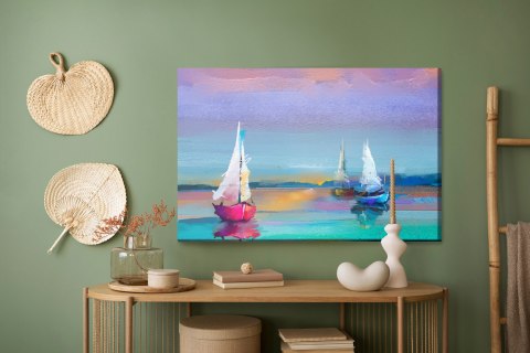 Obraz Na Płótnie Abstrakcyjne Żaglówki Na Morzu Canvas 120x80 LB-588-C120-80
