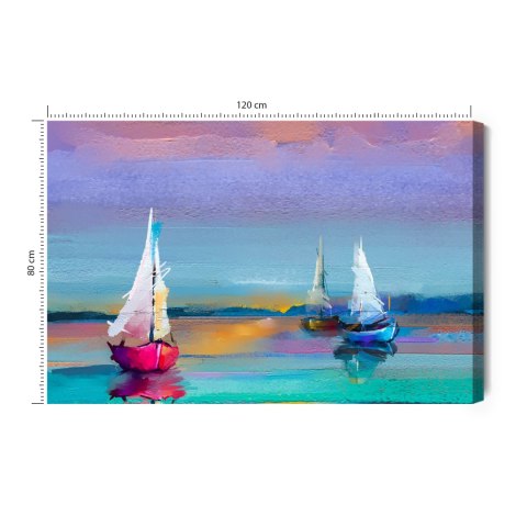 Obraz Na Płótnie Abstrakcyjne Żaglówki Na Morzu Canvas 120x80 LB-588-C120-80