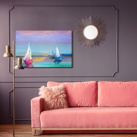 Obraz Na Płótnie Abstrakcyjne Żaglówki Na Morzu Canvas Naturalny 100x70 LB-588-NC100-70