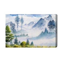 Obraz Na Płótnie Akwarelowy Górski Krajobraz Canvas 120x80 LB-1042-C120-80