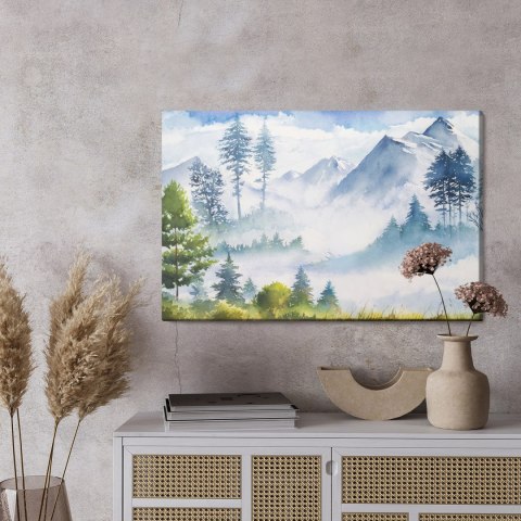 Obraz Na Płótnie Akwarelowy Górski Krajobraz Canvas 120x80 LB-1042-C120-80