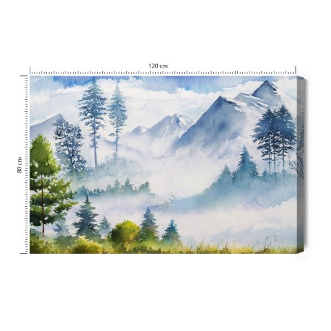Obraz Na Płótnie Akwarelowy Górski Krajobraz Canvas 120x80 LB-1042-C120-80