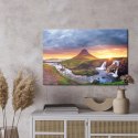 Obraz Na Płótnie Islandzkie Wodospady O Zachodzie Słońca Canvas Naturalny 120x80 LB-1550-NC120-80