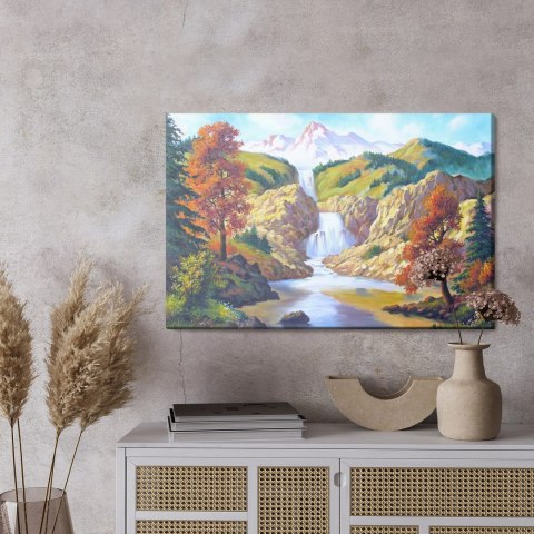 Obraz Na Płótnie Jesienny Wodospad Jak Malowany Canvas 120x80 LB-1573-C120-80