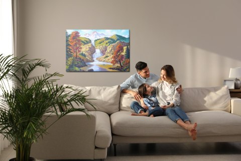 Obraz Na Płótnie Jesienny Wodospad Jak Malowany Canvas 120x80 LB-1573-C120-80