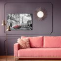 Obraz Na Płótnie Czerwony Samochód I Wieża Eiffla Canvas 120x80 LB-140-C120-80