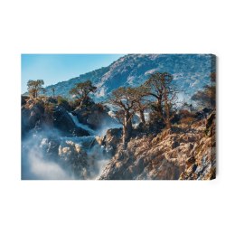 Obraz Na Płótnie Drzewa Przy Wodospadzie Canvas Naturalny 120x80 LB-1569-NC120-80