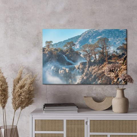 Obraz Na Płótnie Drzewa Przy Wodospadzie Canvas Naturalny 120x80 LB-1569-NC120-80
