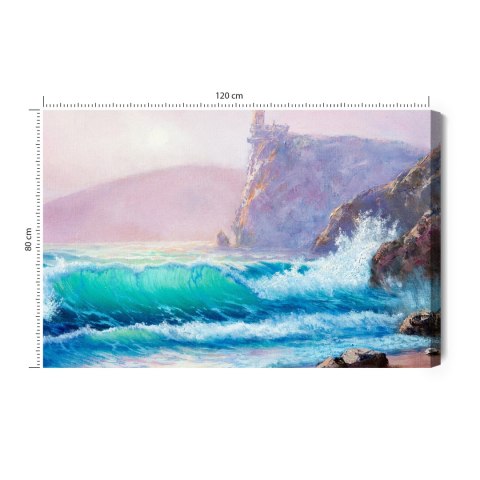 Obraz Na Płótnie Akwarelowe Fale Na Brzegu Morza Canvas 120x80 LB-564-C120-80