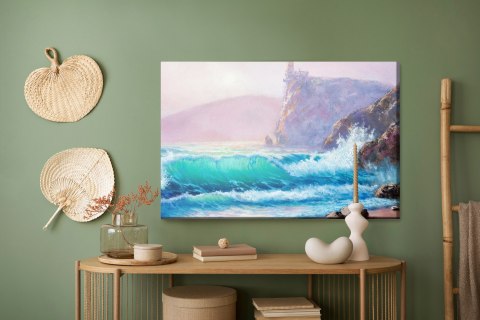 Obraz Na Płótnie Akwarelowe Fale Na Brzegu Morza Canvas Naturalny 100x70 LB-564-NC100-70