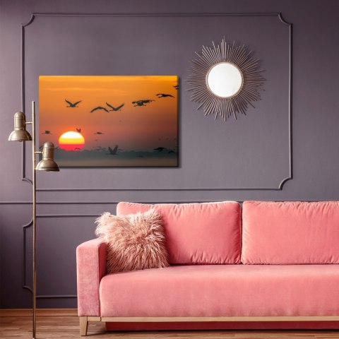 Obraz Na Płótnie Lecące Żurawie Canvas 120x80 LB-830-C120-80