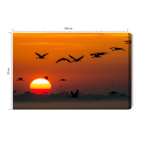 Obraz Na Płótnie Lecące Żurawie Canvas Naturalny 100x70 LB-830-NC100-70