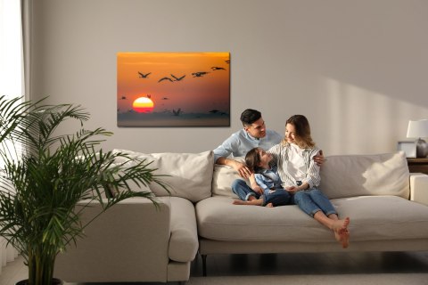 Obraz Na Płótnie Lecące Żurawie Canvas Naturalny 120x80 LB-830-NC120-80