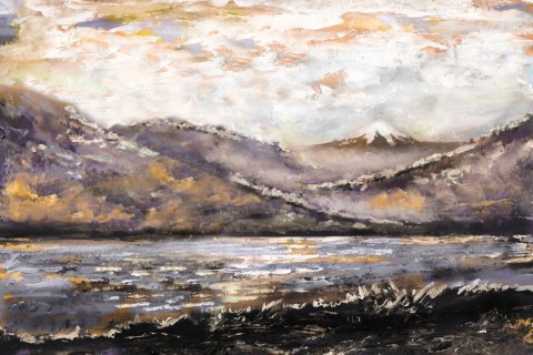 Obraz Na Płótnie Abstrakcyjny Krajobraz Górski Canvas Naturalny 120x80 LB-1026-NC120-80