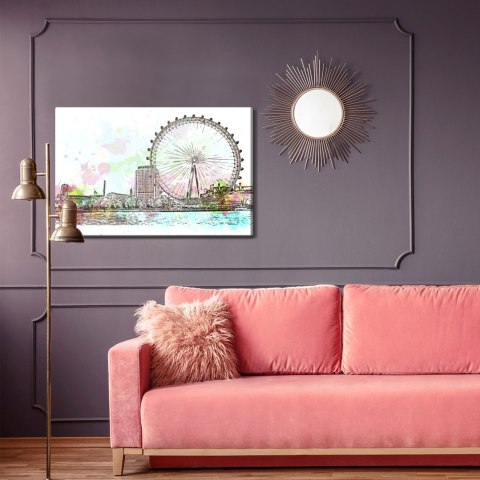 Obraz Na Płótnie London Eye Malowany Akwarelą Canvas 120x80 LB-1305-C120-80