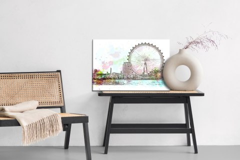 Obraz Na Płótnie London Eye Malowany Akwarelą Canvas 120x80 LB-1305-C120-80