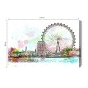 Obraz Na Płótnie London Eye Malowany Akwarelą Canvas 120x80 LB-1305-C120-80