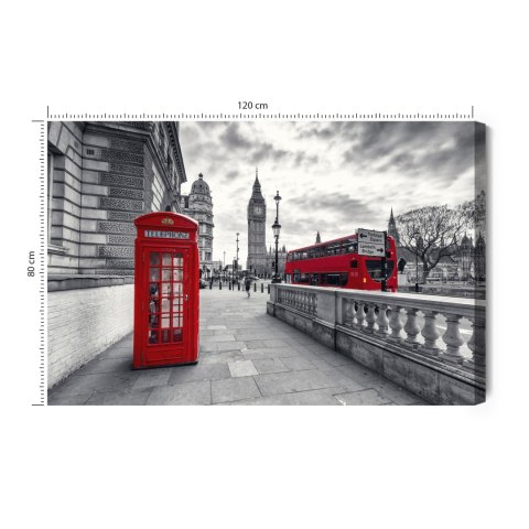 Obraz Na Płótnie Czerwona Budka Telefoniczna W Londynie Canvas Naturalny 120x80 LB-1308-NC120-80