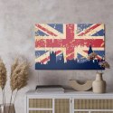 Obraz Na Płótnie Flaga Wielkiej Brytanii Z Sylwetką Londynu Canvas 120x80 LB-1281-C120-80