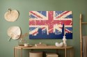 Obraz Na Płótnie Flaga Wielkiej Brytanii Z Sylwetką Londynu Canvas Naturalny 120x80 LB-1281-NC120-80