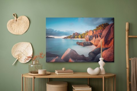 Obraz Na Płótnie Plaża Anse Source D'argent Canvas Naturalny 100x70 LB-4506-NC100-70