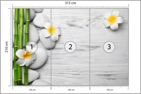 Fototapeta Bambusy Z Kwiatami I Kamieniami Flizelina Zmywalna 315x210 FT-2490-VEML315-210
